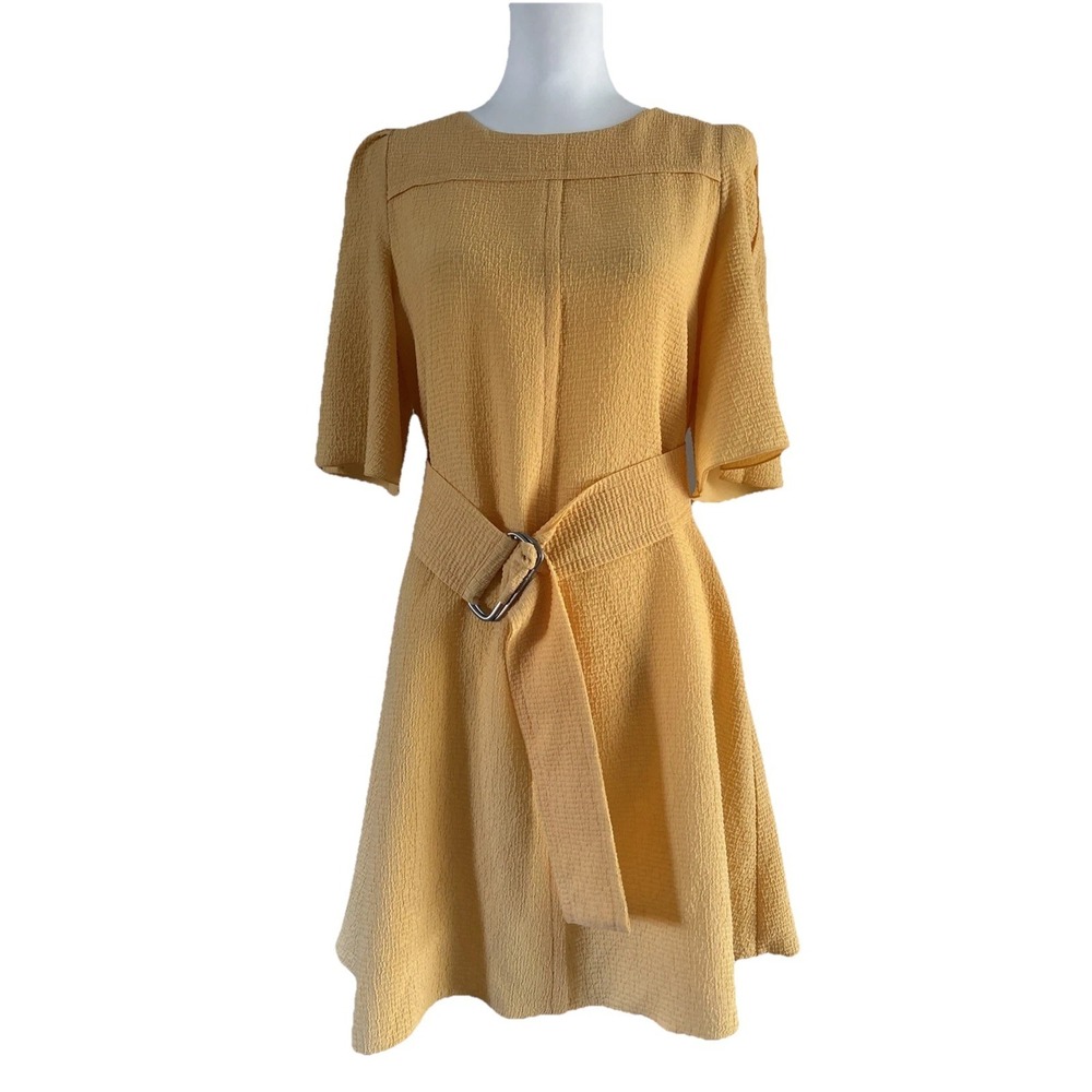 SeeBy Chloé Farfetch‎ Women's Belted Shift Dress Yellow Marigold  38 6 M